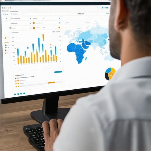 Business owner reviewing SEO analytics and maps on computer