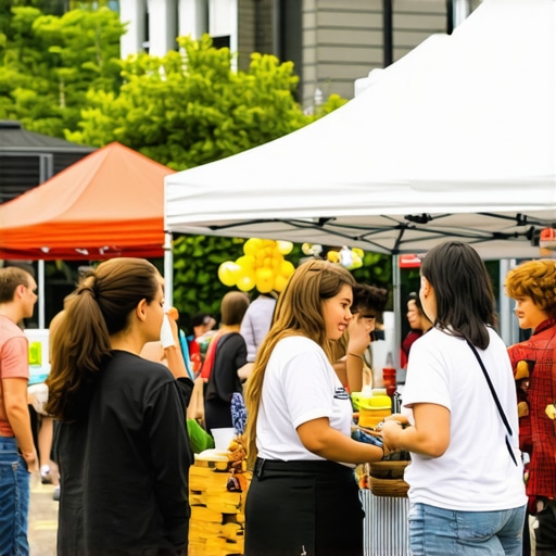People interacting at a vibrant local community event