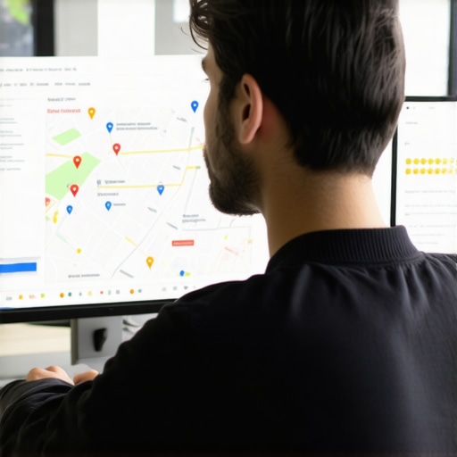 SEO specialist reviewing Google Maps data for local SEO optimization