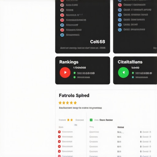 Screenshot of local SEO tools dashboard showing rankings, reviews, and citations
