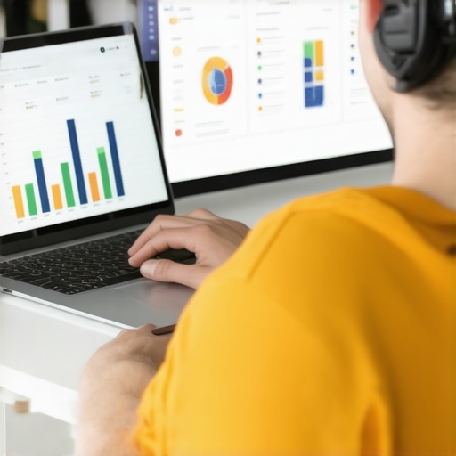 A person monitoring local SEO performance with various online tools and charts