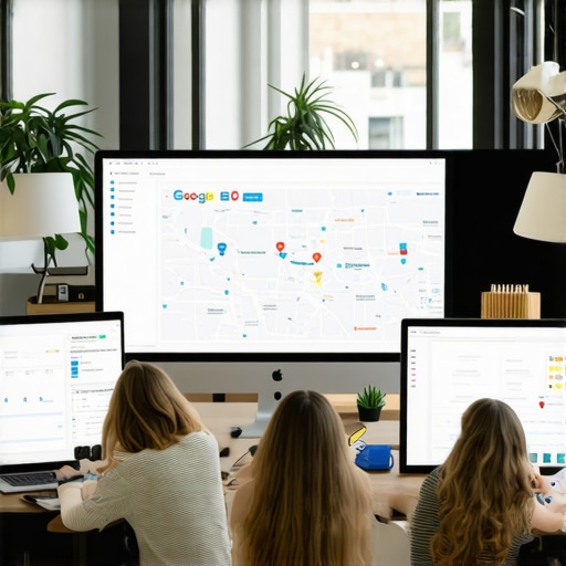 Group of professionals collaborating on local SEO strategies for Google Maps improvement.