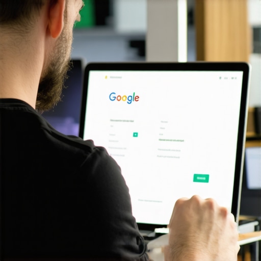 Optimizing Your Business Profile Business owner updating Google My Business profile on a laptop