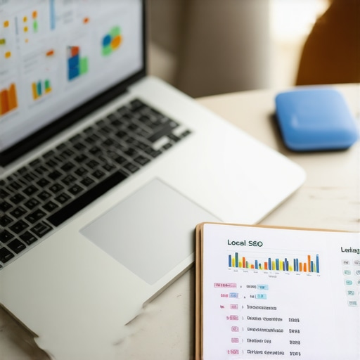 Desk setup with SEO analytics tools for local SEO management.
