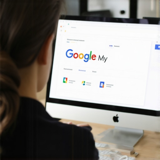 SEO specialist analyzing GMB profiles on a desktop computer.