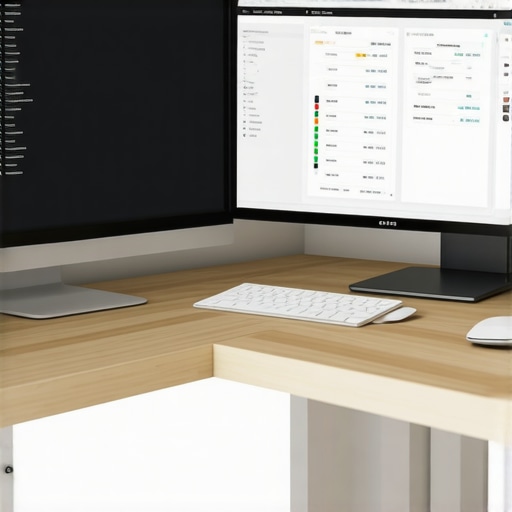 Computer monitors displaying local SEO dashboards and review monitoring tools.