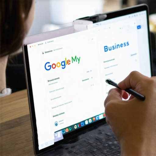 Person reviewing and editing business details on Google My Business dashboard.