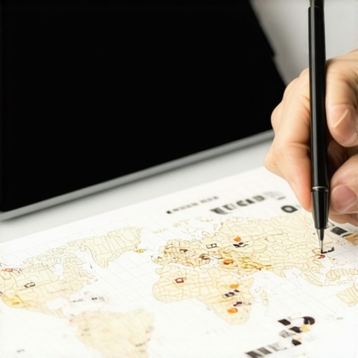 SEO expert reviewing maps and charts to optimize local rankings.