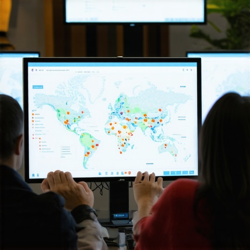 SEO team reviewing local map ranking data on computers