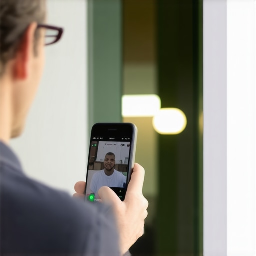 Business owner creating a verification video at storefront for local SEO