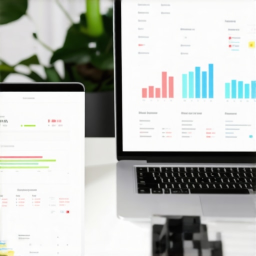 A workspace with laptop and analytics dashboard for local SEO
